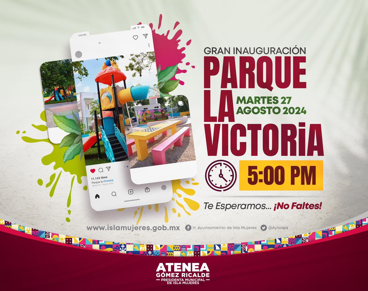 Atenea Gómez Ricalde inaugurará hoy el nuevo parque La Victoria en Ciudad Mujeres