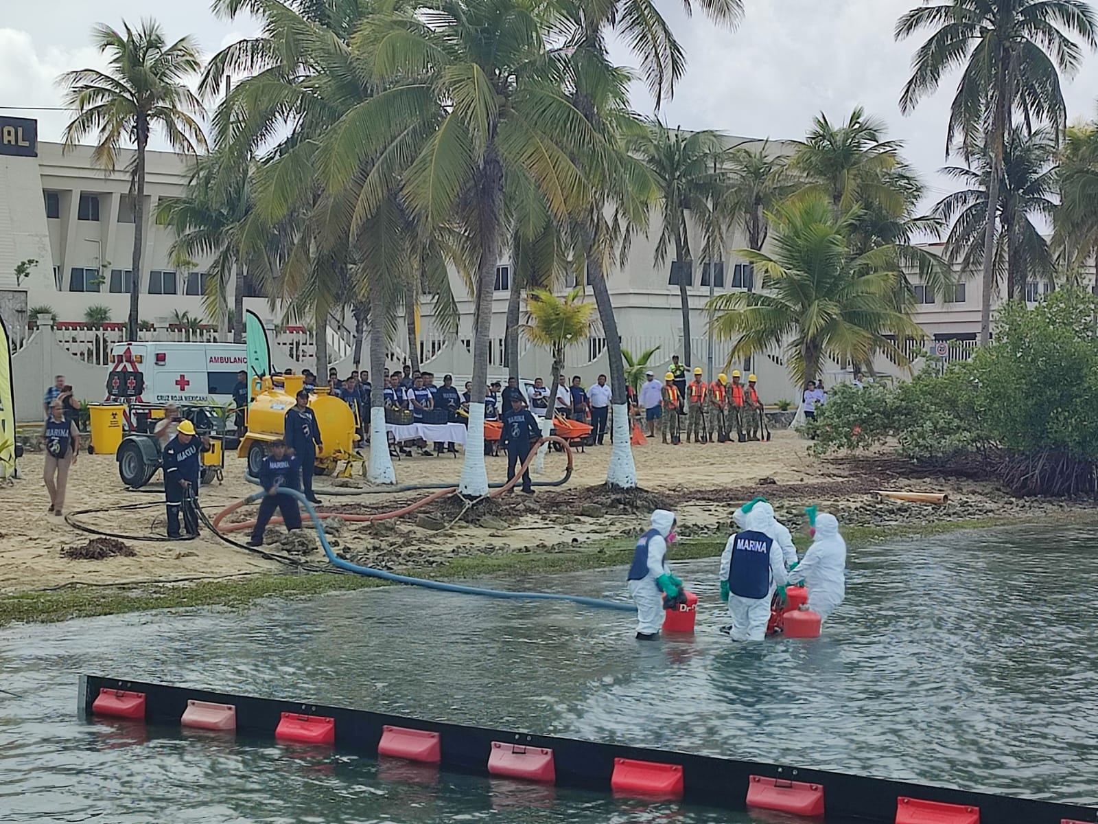 Marina realiza Simulacro Nivel II de Derrame de Hidrocarburos en Isla Mujeres, Quintana Roo